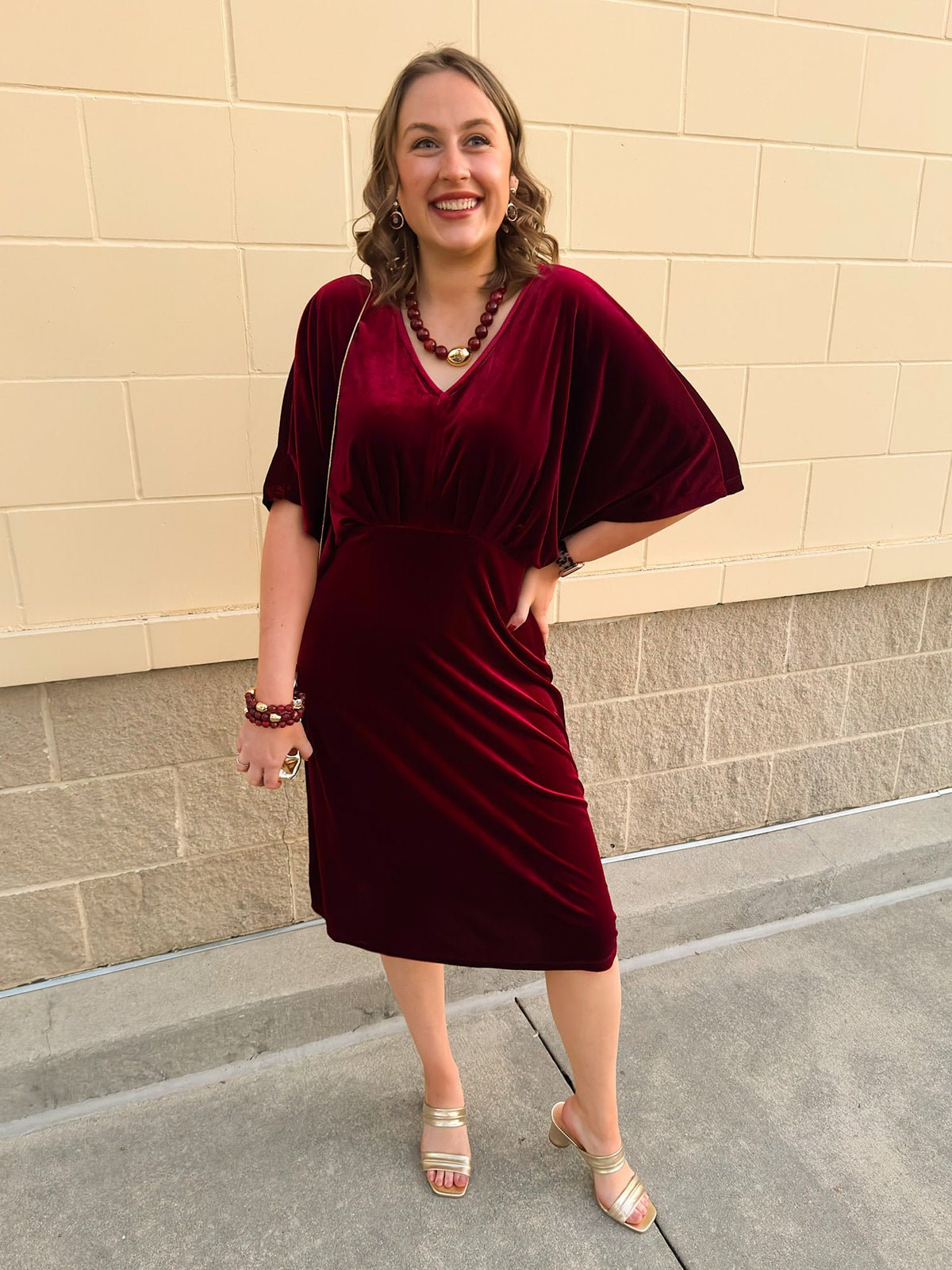 Yuletide Elegance Velvet Midi Dress - The Pink Pineapple 850