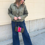 [Z Supply] All Day Cropped Faux Suede Jacket in Monstera - The Pink Pineapple 850
