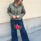 [Z Supply] All Day Cropped Faux Suede Jacket in Monstera - The Pink Pineapple 850