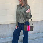 [Z Supply] All Day Cropped Faux Suede Jacket in Monstera - The Pink Pineapple 850