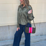 [Z Supply] All Day Cropped Faux Suede Jacket in Monstera - The Pink Pineapple 850