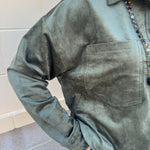 [Z Supply] All Day Cropped Faux Suede Jacket in Monstera - The Pink Pineapple 850