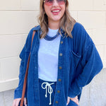 [Z Supply] All Day Knit Denim Jacket in Indigo - The Pink Pineapple 850