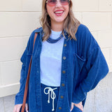 [Z Supply] All Day Knit Denim Jacket in Indigo - The Pink Pineapple 850