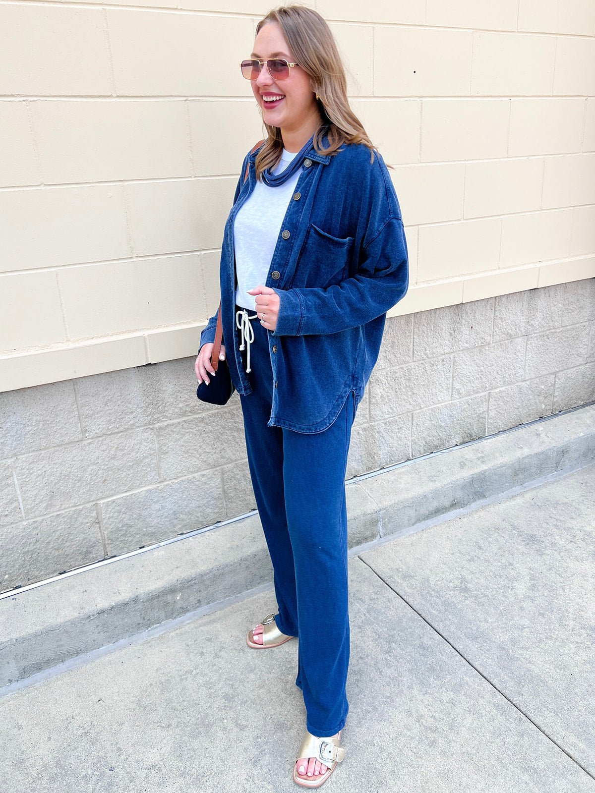 [Z Supply] All Day Knit Denim Jacket in Indigo - The Pink Pineapple 850