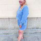 [Z Supply] Cam Knit Denim Whipstitch Top in Santorini Indigo - The Pink Pineapple 850