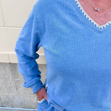 [Z Supply] Cam Knit Denim Whipstitch Top in Santorini Indigo - The Pink Pineapple 850