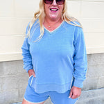 [Z Supply] Cam Knit Denim Whipstitch Top in Santorini Indigo - The Pink Pineapple 850