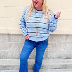 [Z Supply] Darby Stripe Pointelle Sweater in Skyline - The Pink Pineapple 850