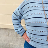 [Z Supply] Darby Stripe Pointelle Sweater in Skyline - The Pink Pineapple 850
