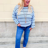 [Z Supply] Darby Stripe Pointelle Sweater in Skyline - The Pink Pineapple 850