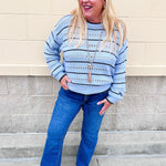 [Z Supply] Darby Stripe Pointelle Sweater in Skyline - The Pink Pineapple 850