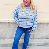 [Z Supply] Darby Stripe Pointelle Sweater in Skyline - The Pink Pineapple 850