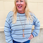 [Z Supply] Darby Stripe Pointelle Sweater in Skyline - The Pink Pineapple 850