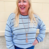 [Z Supply] Darby Stripe Pointelle Sweater in Skyline - The Pink Pineapple 850