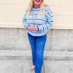 [Z Supply] Darby Stripe Pointelle Sweater in Skyline - The Pink Pineapple 850