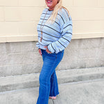 [Z Supply] Darby Stripe Pointelle Sweater in Skyline - The Pink Pineapple 850