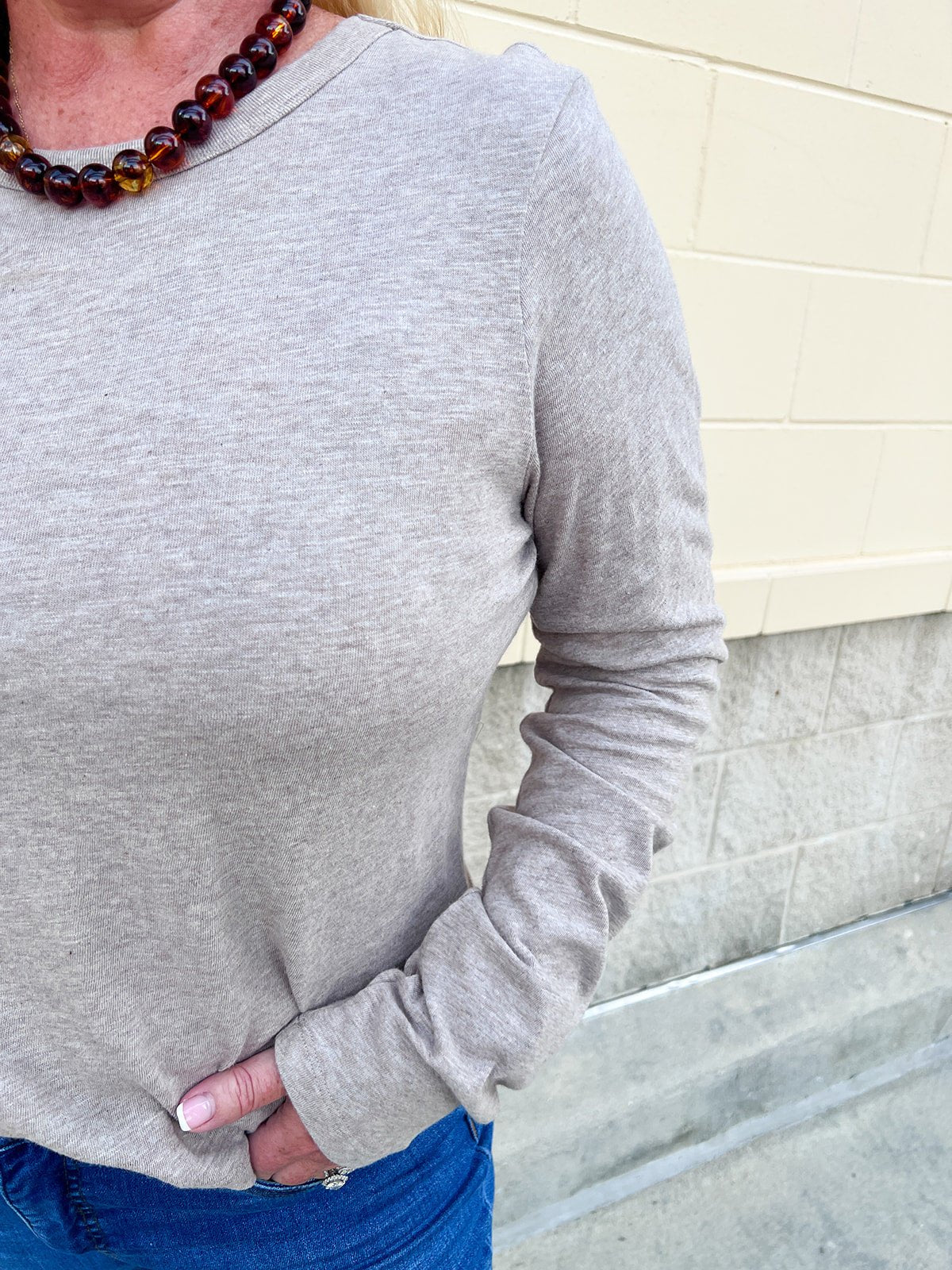 [Z Supply] Junie Long Sleeve Tee in Heather Ash - The Pink Pineapple 850