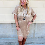 [Z Supply] Leone Suede Mini Dress in Light Sand - The Pink Pineapple 850