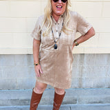 [Z Supply] Leone Suede Mini Dress in Light Sand - The Pink Pineapple 850