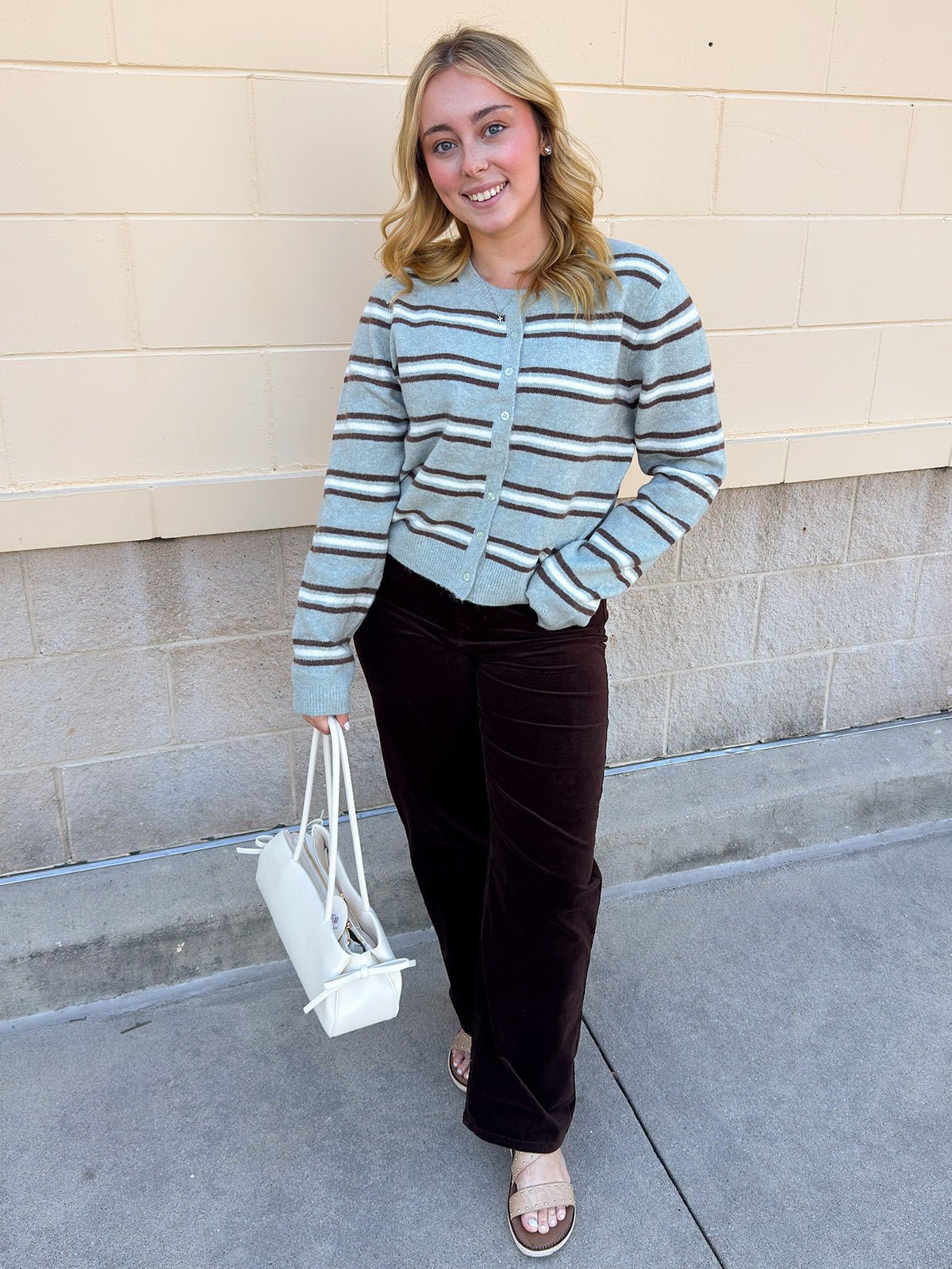 [Z Supply] Medina Stripe Cardigan in Aqua Cloud - The Pink Pineapple 850