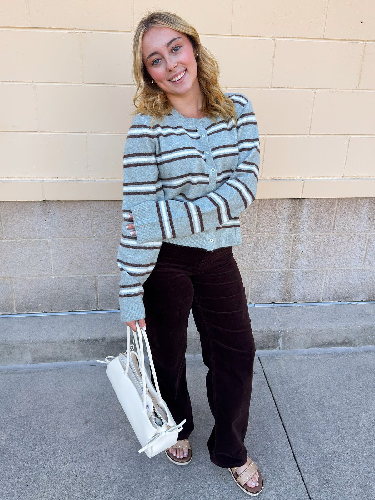 [Z Supply] Medina Stripe Cardigan in Aqua Cloud - The Pink Pineapple 850