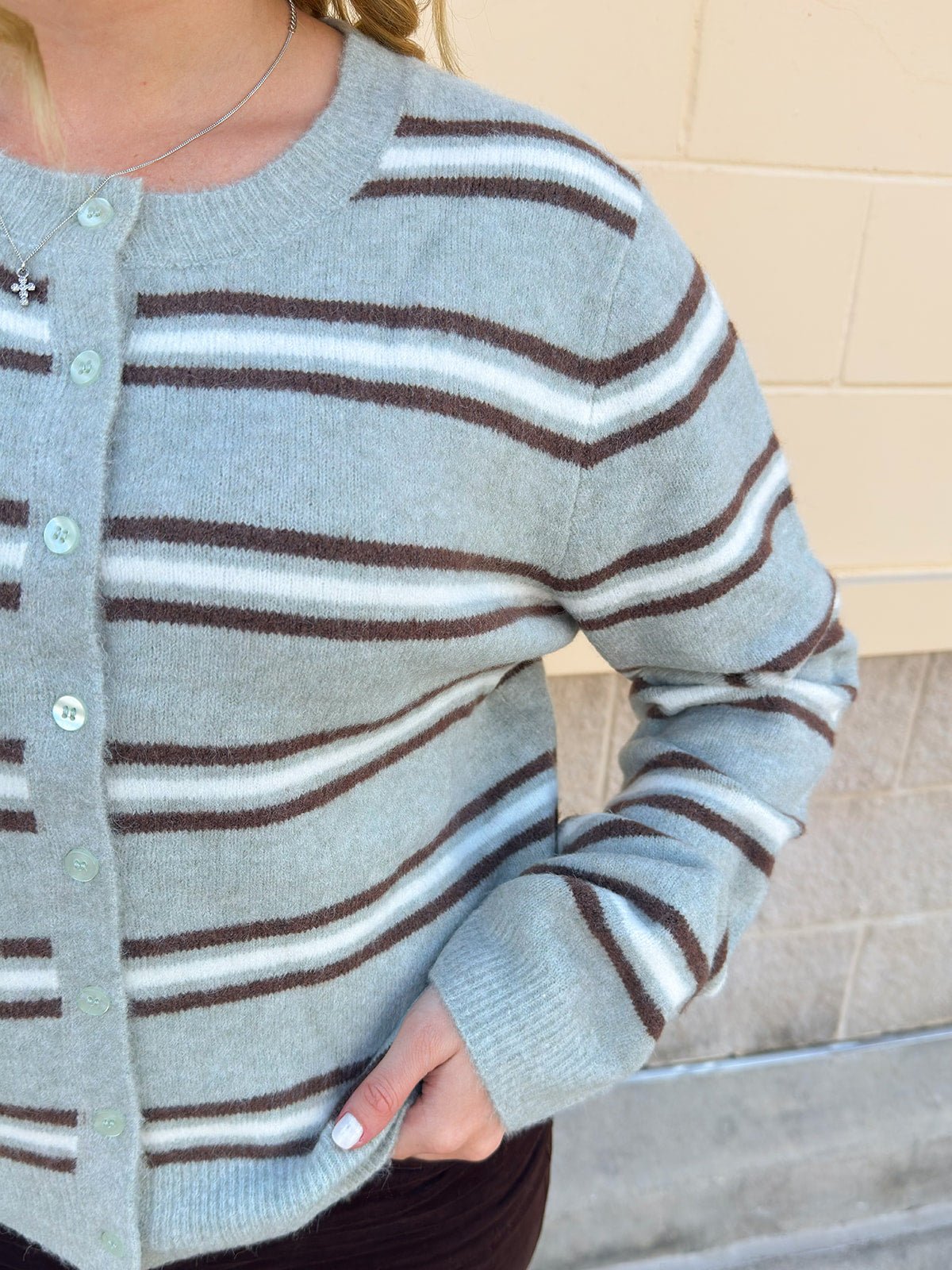[Z Supply] Medina Stripe Cardigan in Aqua Cloud - The Pink Pineapple 850