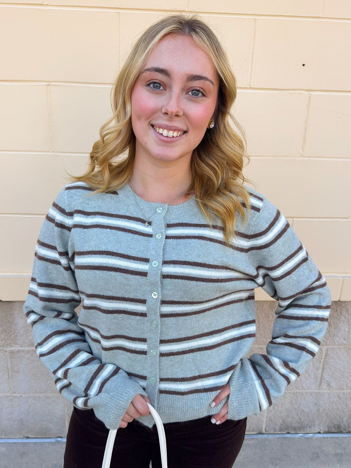 [Z Supply] Medina Stripe Cardigan in Aqua Cloud - The Pink Pineapple 850