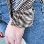 [Z Supply] On Duty Gingham Button Up Top in Dark Chocolate - The Pink Pineapple 850
