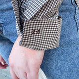 [Z Supply] On Duty Gingham Button Up Top in Dark Chocolate - The Pink Pineapple 850