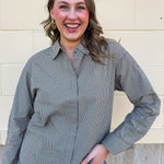 [Z Supply] On Duty Gingham Button Up Top in Dark Chocolate - The Pink Pineapple 850