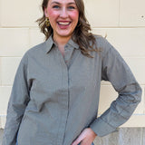 [Z Supply] On Duty Gingham Button Up Top in Dark Chocolate - The Pink Pineapple 850