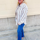 [Z Supply] Perfect Striped Linen Button Up in Light Toffee - The Pink Pineapple 850