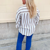 [Z Supply] Perfect Striped Linen Button Up in Light Toffee - The Pink Pineapple 850