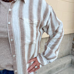 [Z Supply] Perfect Striped Linen Button Up in Light Toffee - The Pink Pineapple 850