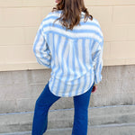 [Z Supply] Perfect Striped Linen Button Up in Skyline - The Pink Pineapple 850