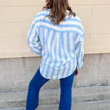 [Z Supply] Perfect Striped Linen Button Up in Skyline - The Pink Pineapple 850