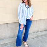 [Z Supply] Perfect Striped Linen Button Up in Skyline - The Pink Pineapple 850