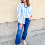 [Z Supply] Perfect Striped Linen Button Up in Skyline - The Pink Pineapple 850