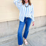 [Z Supply] Perfect Striped Linen Button Up in Skyline - The Pink Pineapple 850