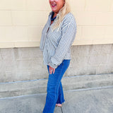 [Z Supply] Reese Button Up Stripe Top in Eclipse - The Pink Pineapple 850