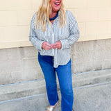 [Z Supply] Reese Button Up Stripe Top in Eclipse - The Pink Pineapple 850