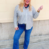 [Z Supply] Reese Button Up Stripe Top in Eclipse - The Pink Pineapple 850