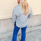 [Z Supply] Reese Button Up Stripe Top in Eclipse - The Pink Pineapple 850