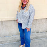 [Z Supply] Reese Button Up Stripe Top in Eclipse - The Pink Pineapple 850