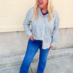 [Z Supply] Reese Button Up Stripe Top in Eclipse - The Pink Pineapple 850