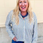[Z Supply] Reese Button Up Stripe Top in Eclipse - The Pink Pineapple 850