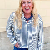 [Z Supply] Reese Button Up Stripe Top in Eclipse - The Pink Pineapple 850
