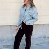[Z Supply] River Plaid Button Up in Emerald Cove - The Pink Pineapple 850