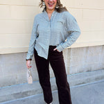 [Z Supply] River Plaid Button Up in Emerald Cove - The Pink Pineapple 850